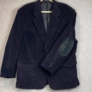 CCC western corduroy blazer sport coat 46 regular chocolate brown suede patches